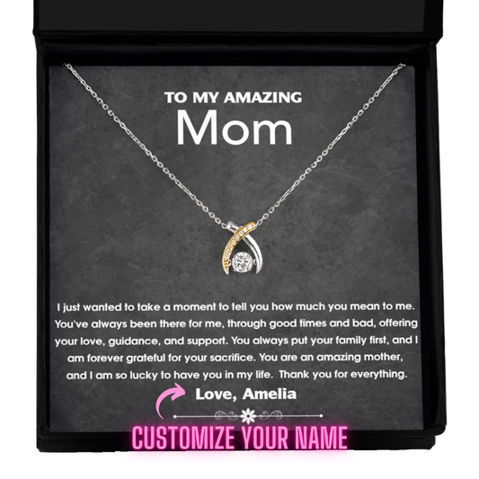 Personalized Gift For Mother From Daughter or Son, Mother's Day, Mother's Birthday Gift, 925 Sterling Silver and Gold, Pendant Jewelry with Message Card and Gift Box