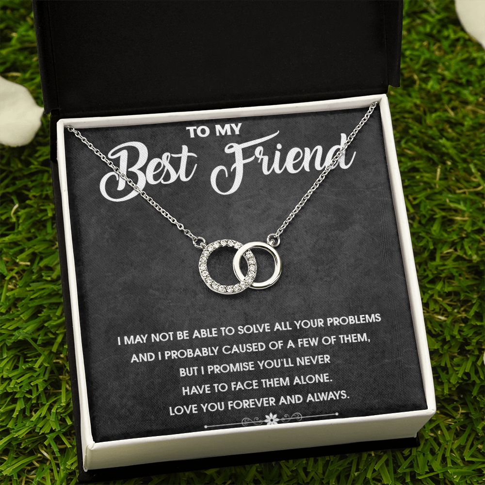 Best Friend Gift, "Perfect Pair" Necklace, BFF Pendant Necklace, White Gold