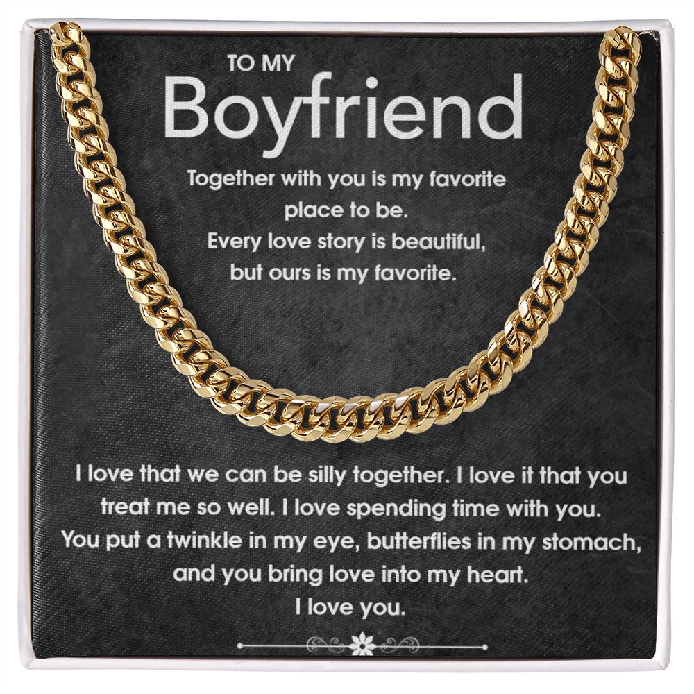 To My Boyfriend Gift Necklace, Boyfriend Birthday Gift, Romantic Gift for Boyfriend, Unique Anniversary Gift for Boyfriend, Cuban Link Chain