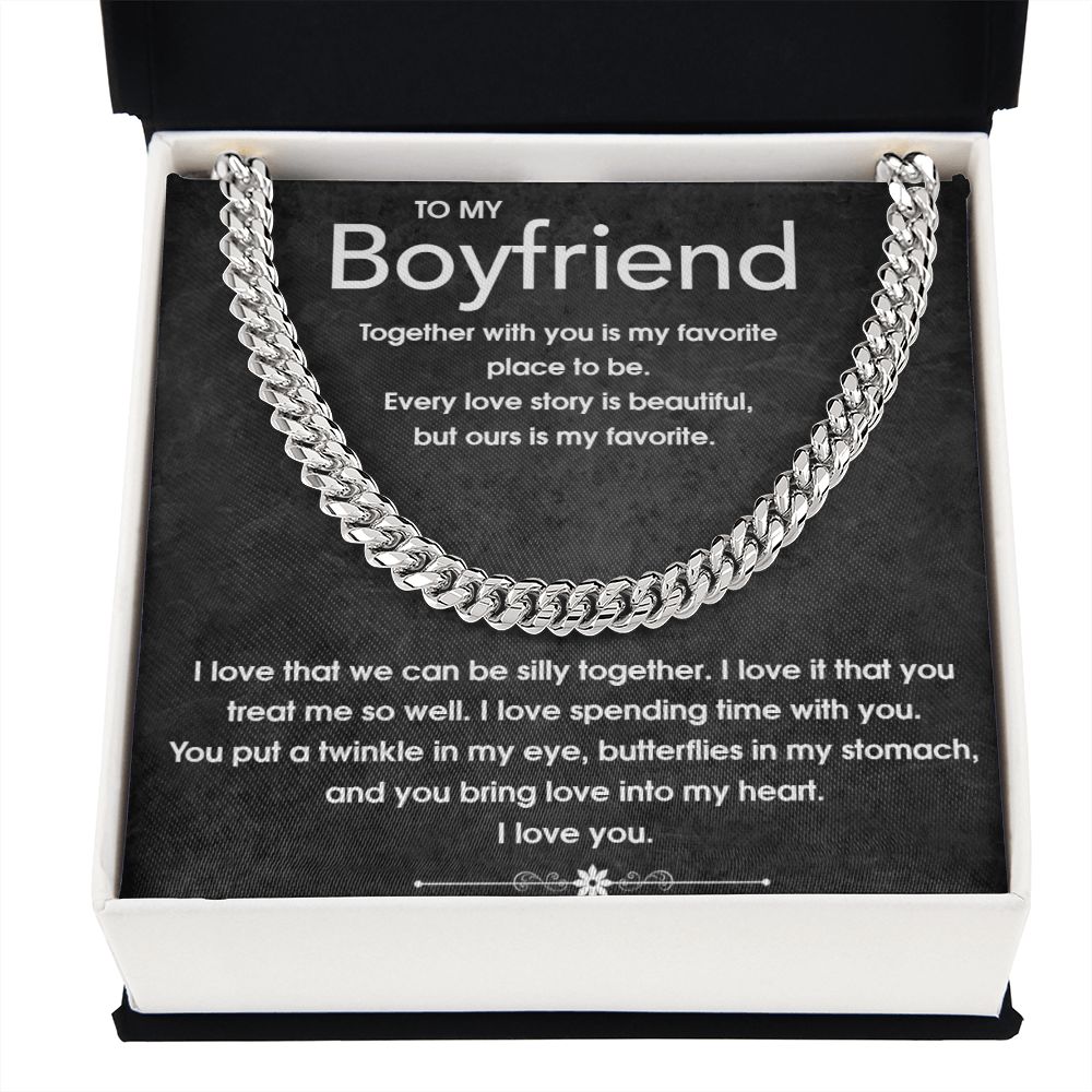 To My Boyfriend Gift Necklace, Boyfriend Birthday Gift, Romantic Gift for Boyfriend, Unique Anniversary Gift for Boyfriend, Cuban Link Chain