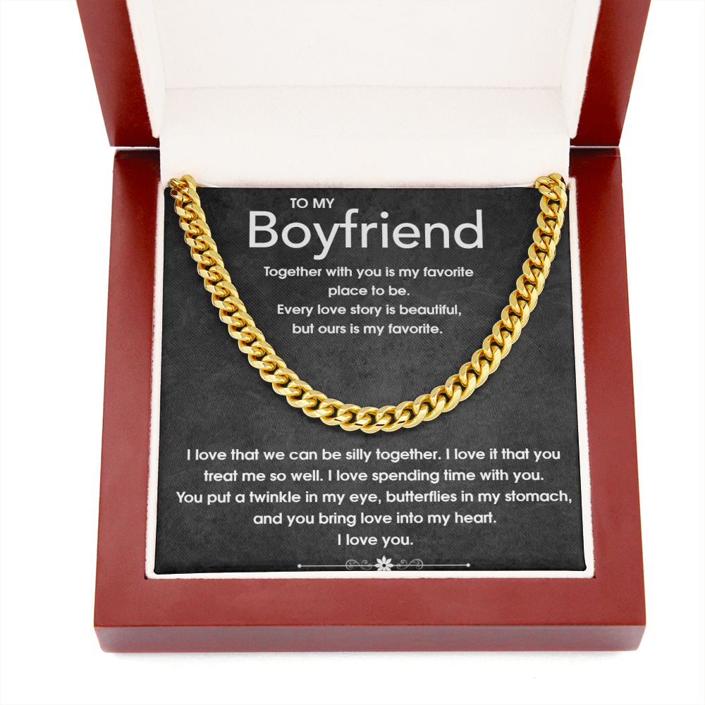 To My Boyfriend Gift Necklace, Boyfriend Birthday Gift, Romantic Gift for Boyfriend, Unique Anniversary Gift for Boyfriend, Cuban Link Chain