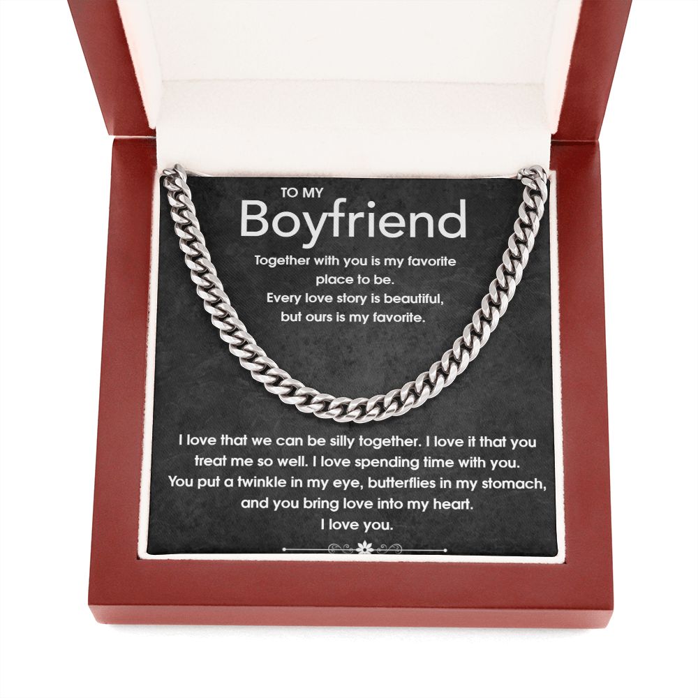 To My Boyfriend Gift Necklace, Boyfriend Birthday Gift, Romantic Gift for Boyfriend, Unique Anniversary Gift for Boyfriend, Cuban Link Chain