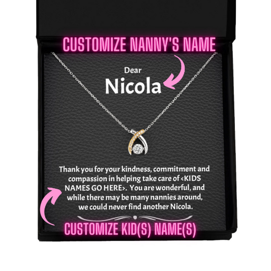 Personalized Nanny Gift, .925 Sterling Silver and 14K Gold Pendant Jewelry, Gift For Nanny