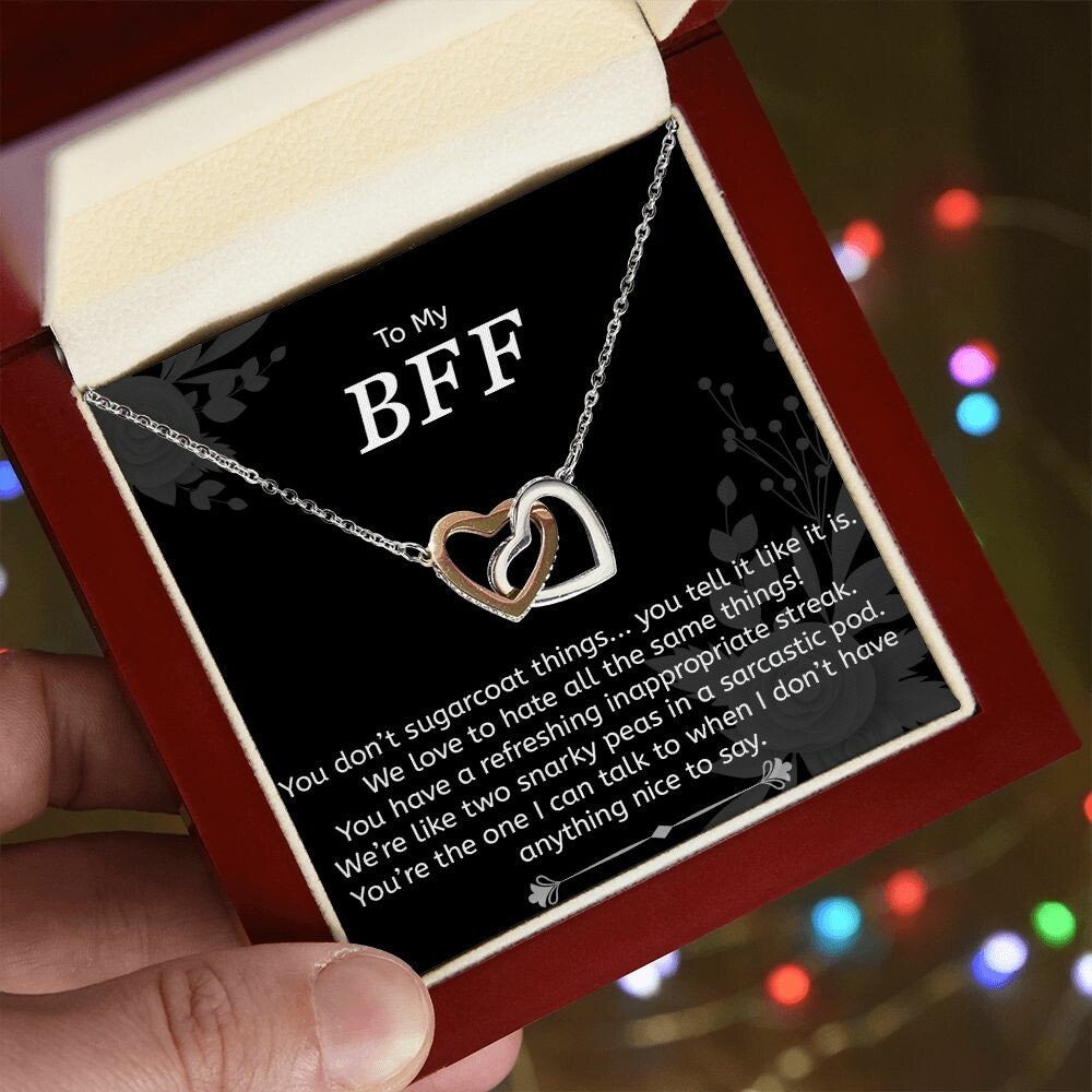 Best Friend Gift, Interlocking Hearts Necklace, BFF Pendant Necklace