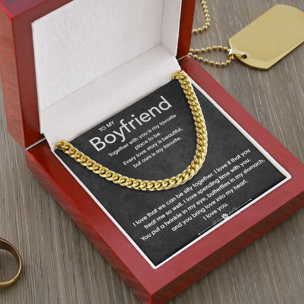 To My Boyfriend Gift Necklace, Boyfriend Birthday Gift, Romantic Gift for Boyfriend, Unique Anniversary Gift for Boyfriend, Cuban Link Chain