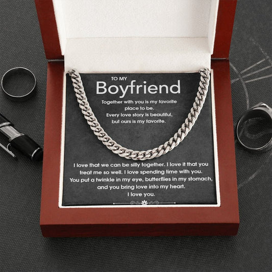 To My Boyfriend Gift Necklace, Boyfriend Birthday Gift, Romantic Gift for Boyfriend, Unique Anniversary Gift for Boyfriend, Cuban Link Chain