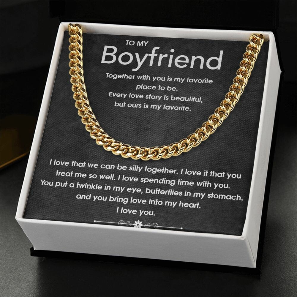 To My Boyfriend Gift Necklace, Boyfriend Birthday Gift, Romantic Gift for Boyfriend, Unique Anniversary Gift for Boyfriend, Cuban Link Chain