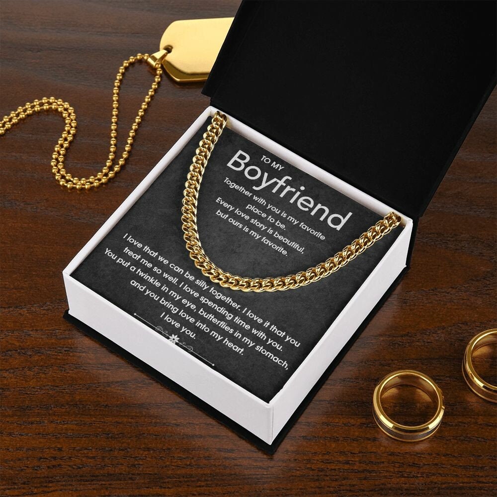 To My Boyfriend Gift Necklace, Boyfriend Birthday Gift, Romantic Gift for Boyfriend, Unique Anniversary Gift for Boyfriend, Cuban Link Chain