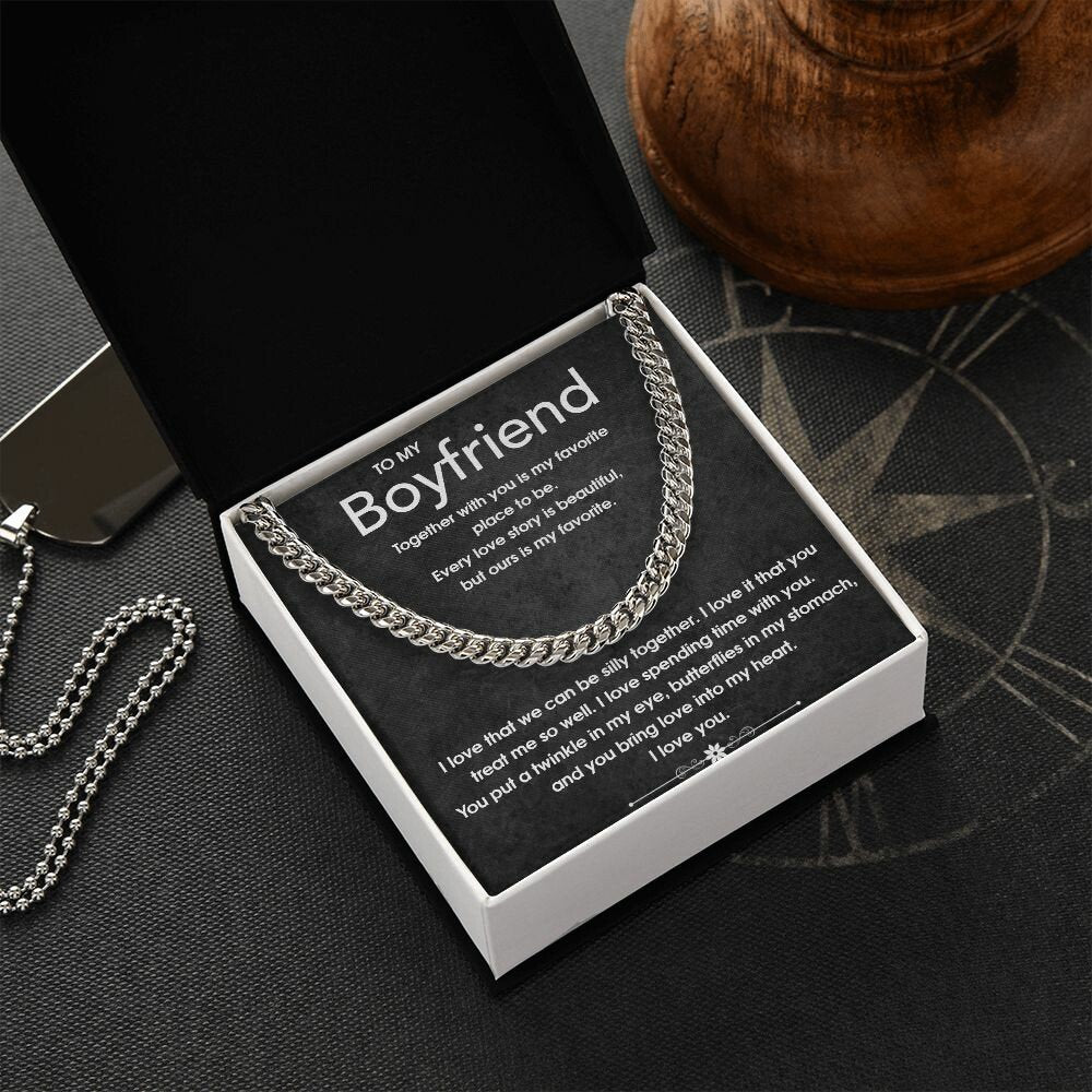 To My Boyfriend Gift Necklace, Boyfriend Birthday Gift, Romantic Gift for Boyfriend, Unique Anniversary Gift for Boyfriend, Cuban Link Chain