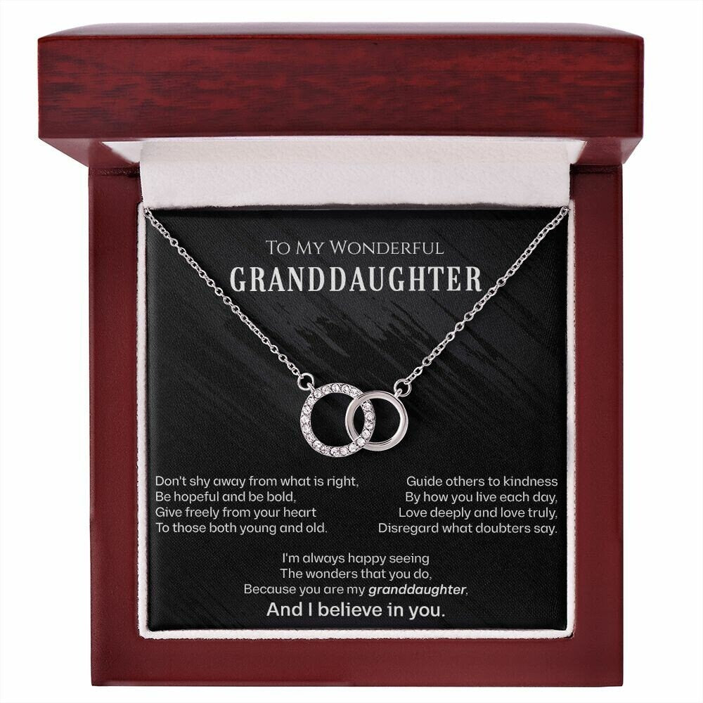 Granddaughter Gift Necklace, From Grandmother or From Grandfather, Birthday Gift in 14kt White Gold With 20 Sparkling CZ Crystals