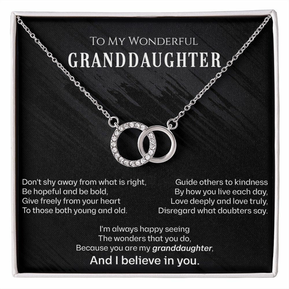 Granddaughter Gift Necklace, From Grandmother or From Grandfather, Birthday Gift in 14kt White Gold With 20 Sparkling CZ Crystals