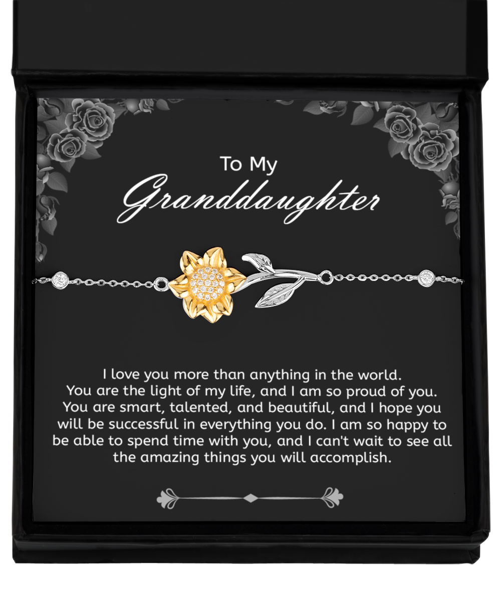 Granddaughter Gift Sunflower Bracelet, .925 Sterling Silver And Gold Necklace, I Can't Wait To See All The Amazing Things You Will Accomplish