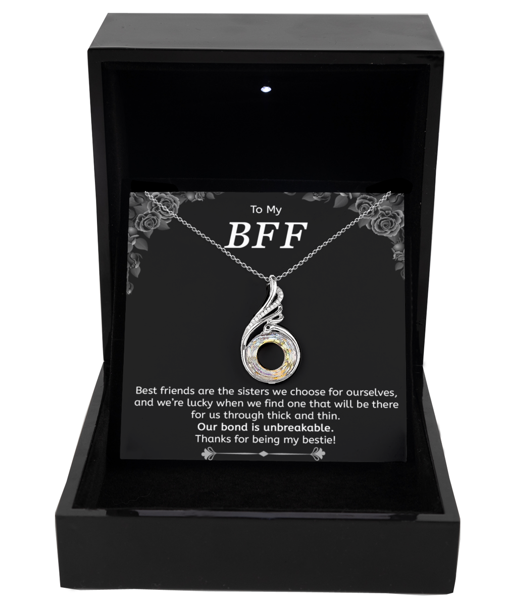 Best Friend Gift, Together-As-One Necklace, .925 Sterling Silver and Swarovski Crystal, Our Bond Is Unbreakable