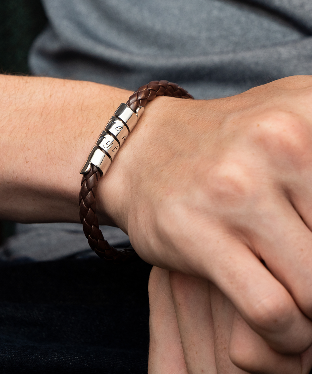 Men’s Bracelet Gift for Husband or Boyfriend, “You’re My Everything” Faux Leather Wraparound Zinc Metal Engraved Bracelet, Message Bracelet For Men, Engraved Men’s Jewelry, Boyfriend Gift, Gift From Wife