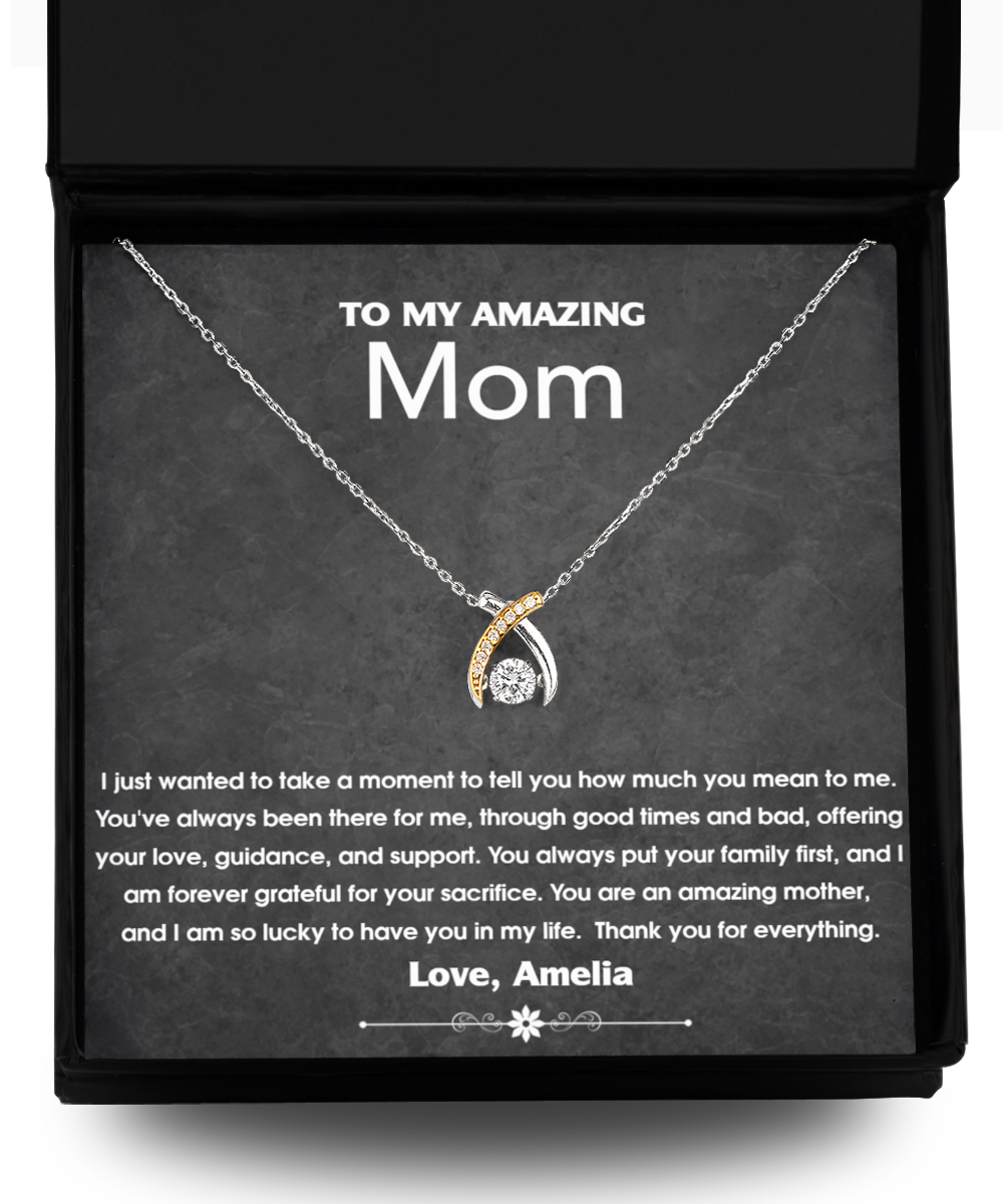 Personalized Gift For Mother From Daughter or Son, Mother's Day, Mother's Birthday Gift, 925 Sterling Silver and Gold, Pendant Jewelry with Message Card and Gift Box