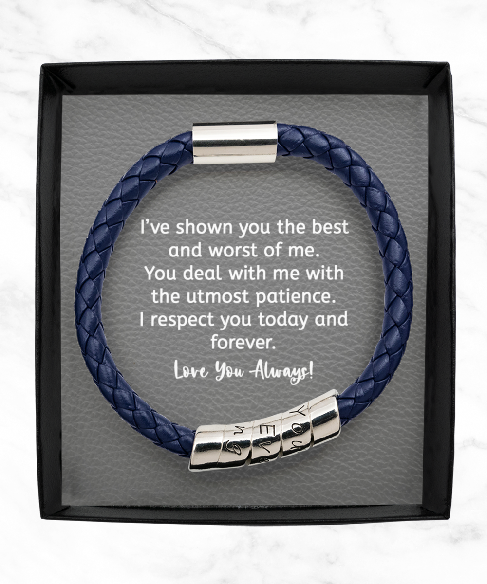 Men’s Bracelet Gift for Husband or Boyfriend, “You’re My Everything” Faux Leather Wraparound Zinc Metal Engraved Bracelet, Message Bracelet For Men, Engraved Men’s Jewelry, Boyfriend Gift, Gift From Wife