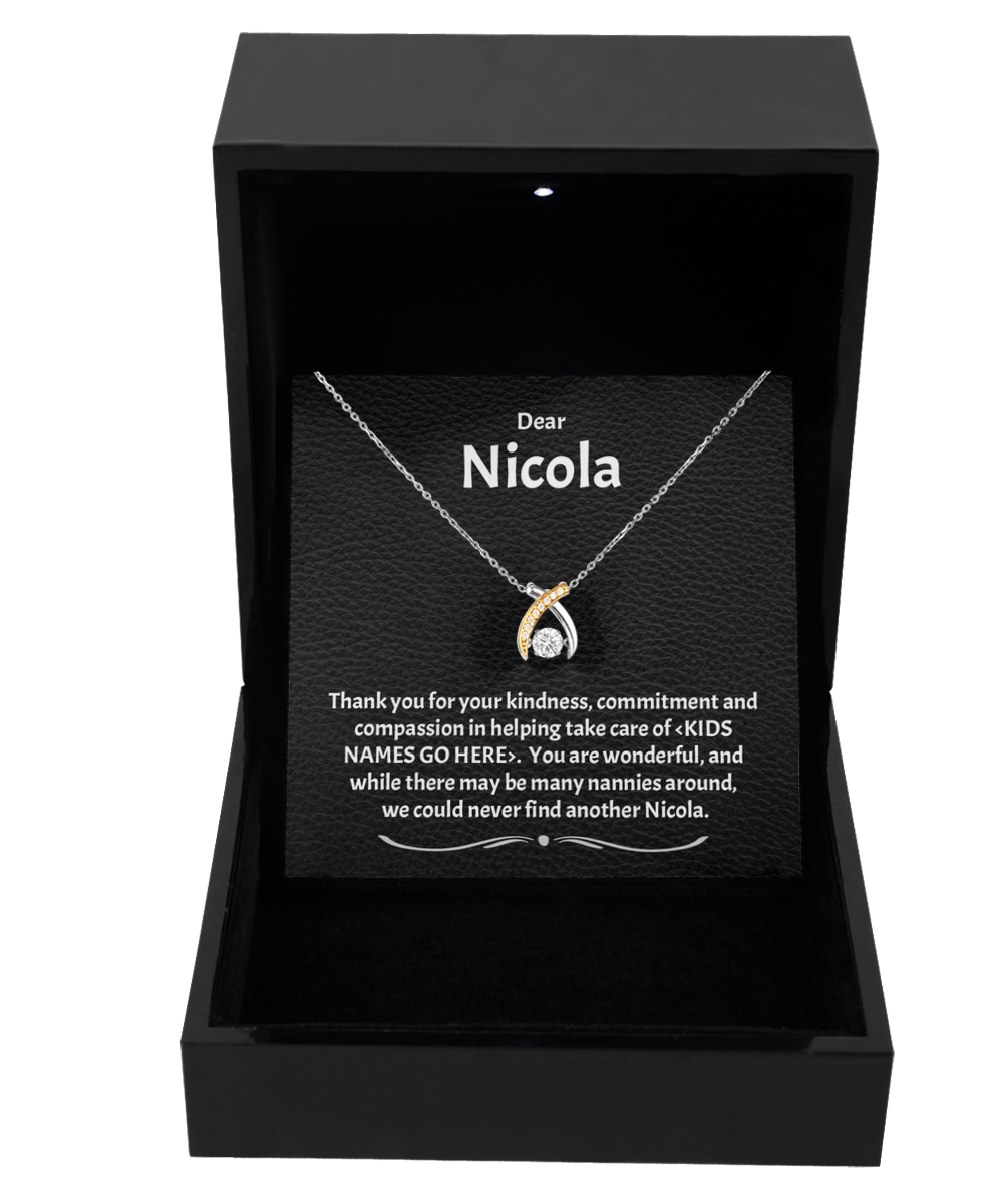 Personalized Nanny Gift, .925 Sterling Silver and 14K Gold Pendant Jewelry, Gift For Nanny