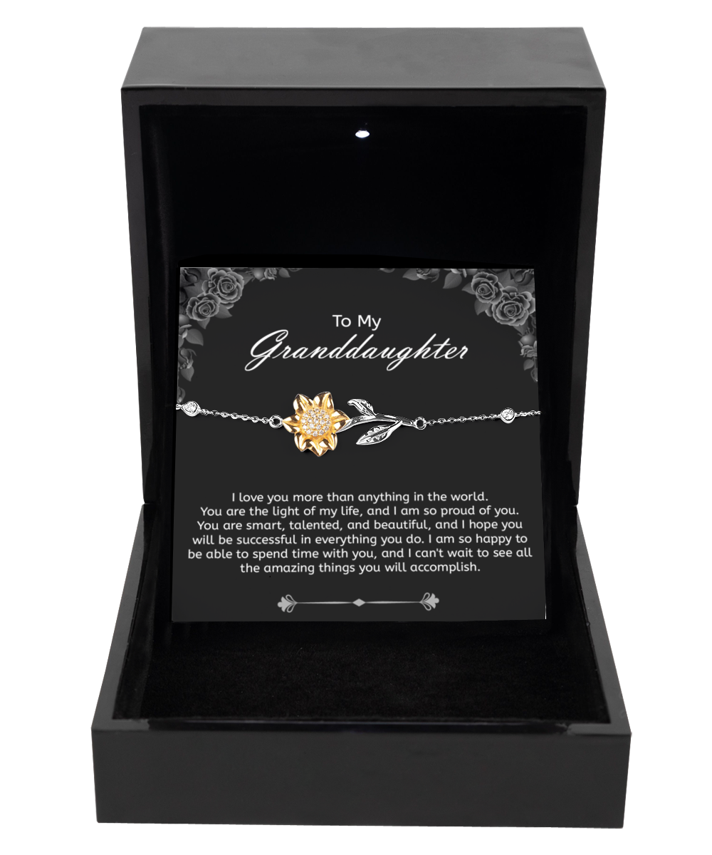 Granddaughter Gift Sunflower Bracelet, .925 Sterling Silver And Gold Necklace, I Can't Wait To See All The Amazing Things You Will Accomplish