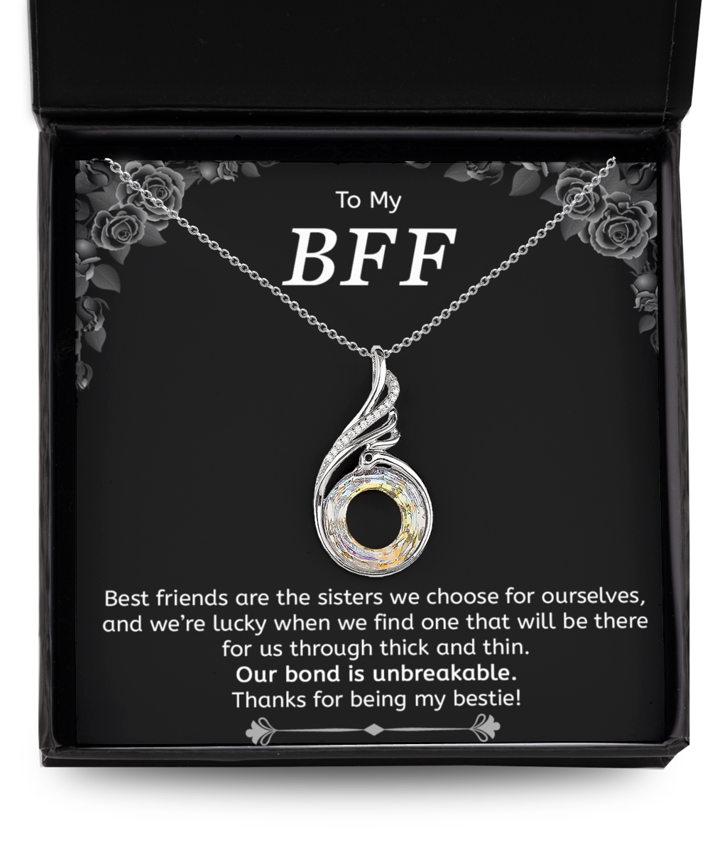 Best Friend Gift, Together-As-One Necklace, .925 Sterling Silver and Swarovski Crystal, Our Bond Is Unbreakable