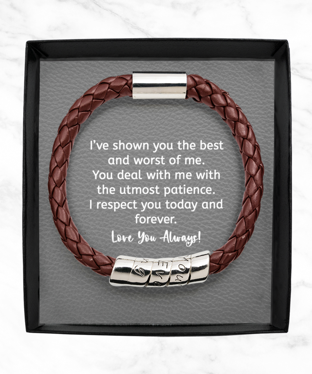 Men’s Bracelet Gift for Husband or Boyfriend, “You’re My Everything” Faux Leather Wraparound Zinc Metal Engraved Bracelet, Message Bracelet For Men, Engraved Men’s Jewelry, Boyfriend Gift, Gift From Wife