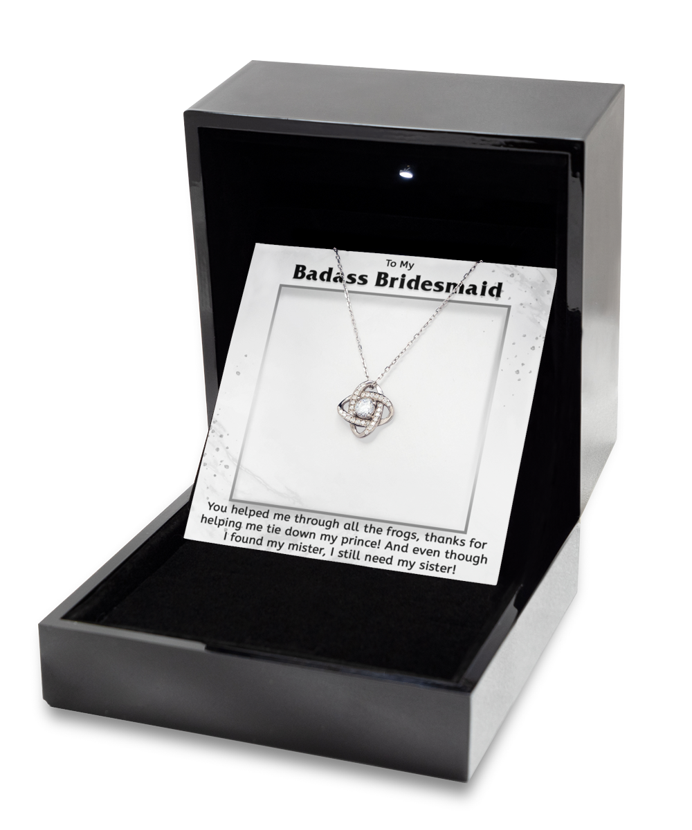 To My Badass Bridesmaid Gift Necklace, 925 Sterling Silver, Pendant Jewelry With Message Card and Gift Box