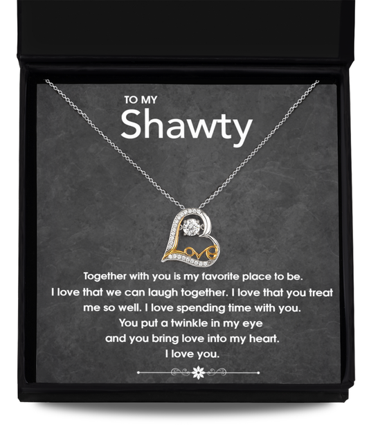 To My Shawty Girfriend Gift, Dancing Love Necklace, 925 Sterling Silver, Pendant Jewelry with Message Card and Gift Box