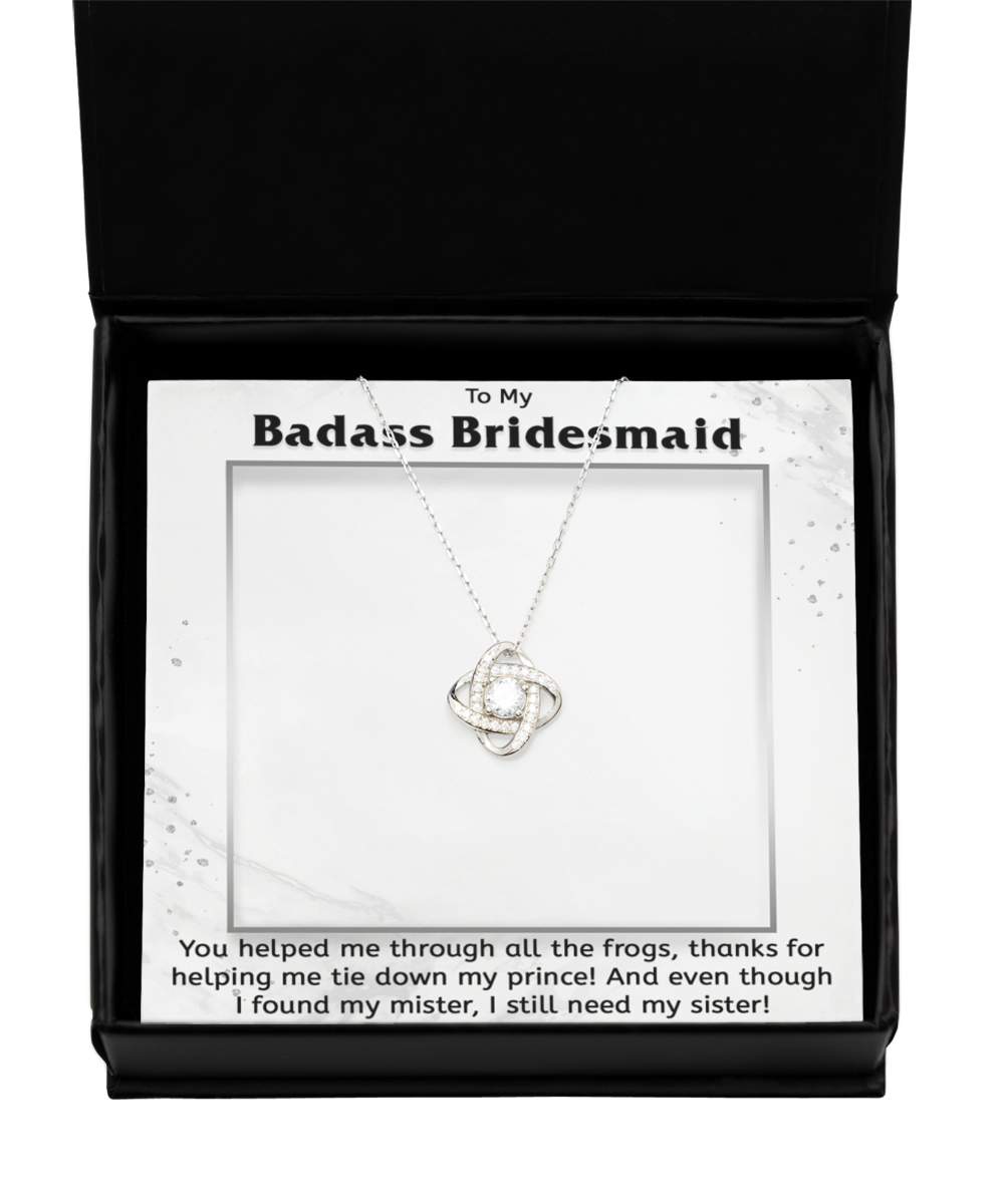 To My Badass Bridesmaid Gift Necklace, 925 Sterling Silver, Pendant Jewelry With Message Card and Gift Box