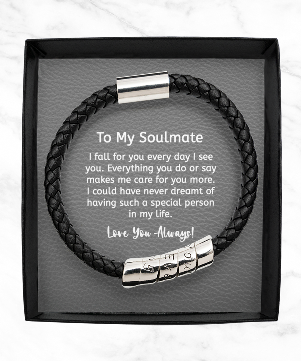 Men’s Bracelet Gift for Husband or Boyfriend, “You’re My Everything” Faux Leather Wraparound Zinc Engraved Bracelet, Engraved Men’s Jewelry