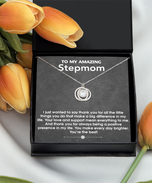 Stepmom Gift from Stepson or Stepdaughter, Stepmother Gift Jewelry with Touching Message Card