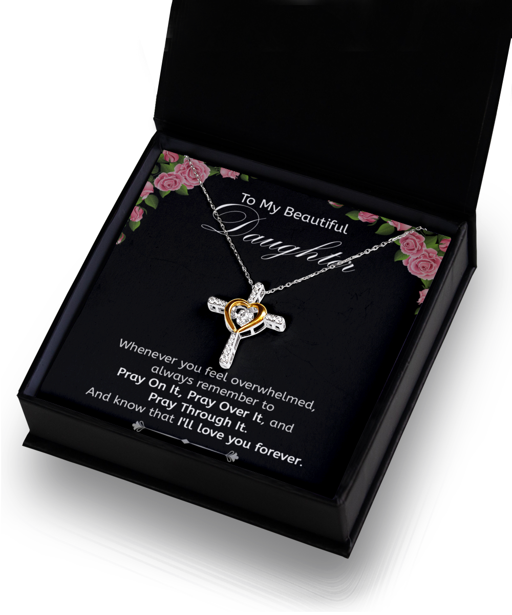 To My Daughter Necklace, 925 Sterling Silver and Gold, Christian Pendant Jewelry with Message Card and Gift Box