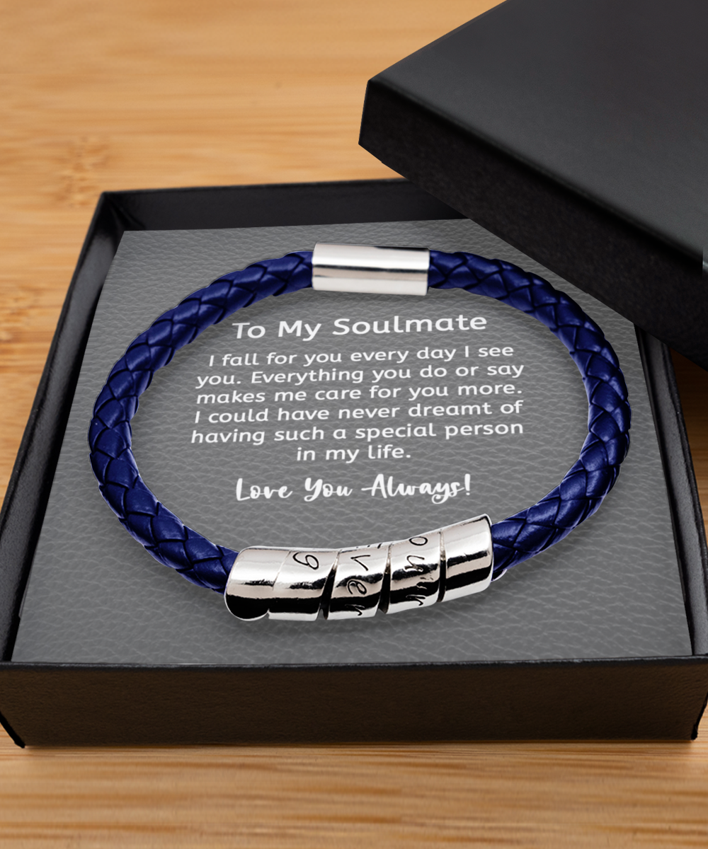 Men’s Bracelet Gift for Husband or Boyfriend, “You’re My Everything” Faux Leather Wraparound Zinc Engraved Bracelet, Engraved Men’s Jewelry