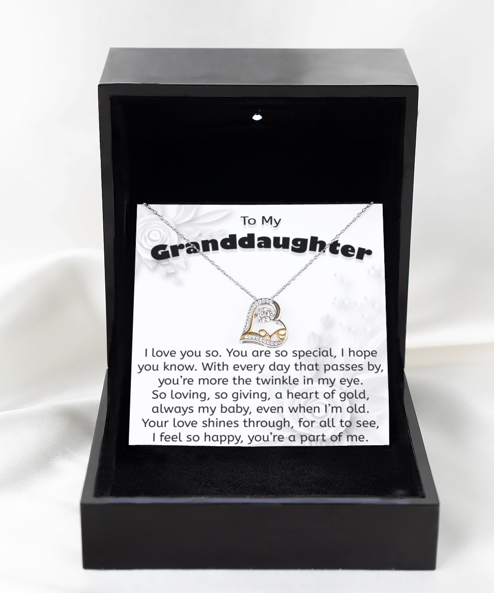 To My Granddaughter Gift Jewelry, Love Heart Necklace, 925 Sterling Silver, Pendant Jewelry with Message Card and Gift Box