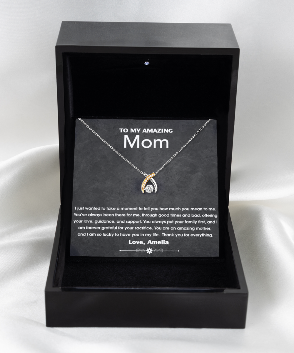 Personalized Gift For Mother From Daughter or Son, Mother's Day, Mother's Birthday Gift, 925 Sterling Silver and Gold, Pendant Jewelry with Message Card and Gift Box