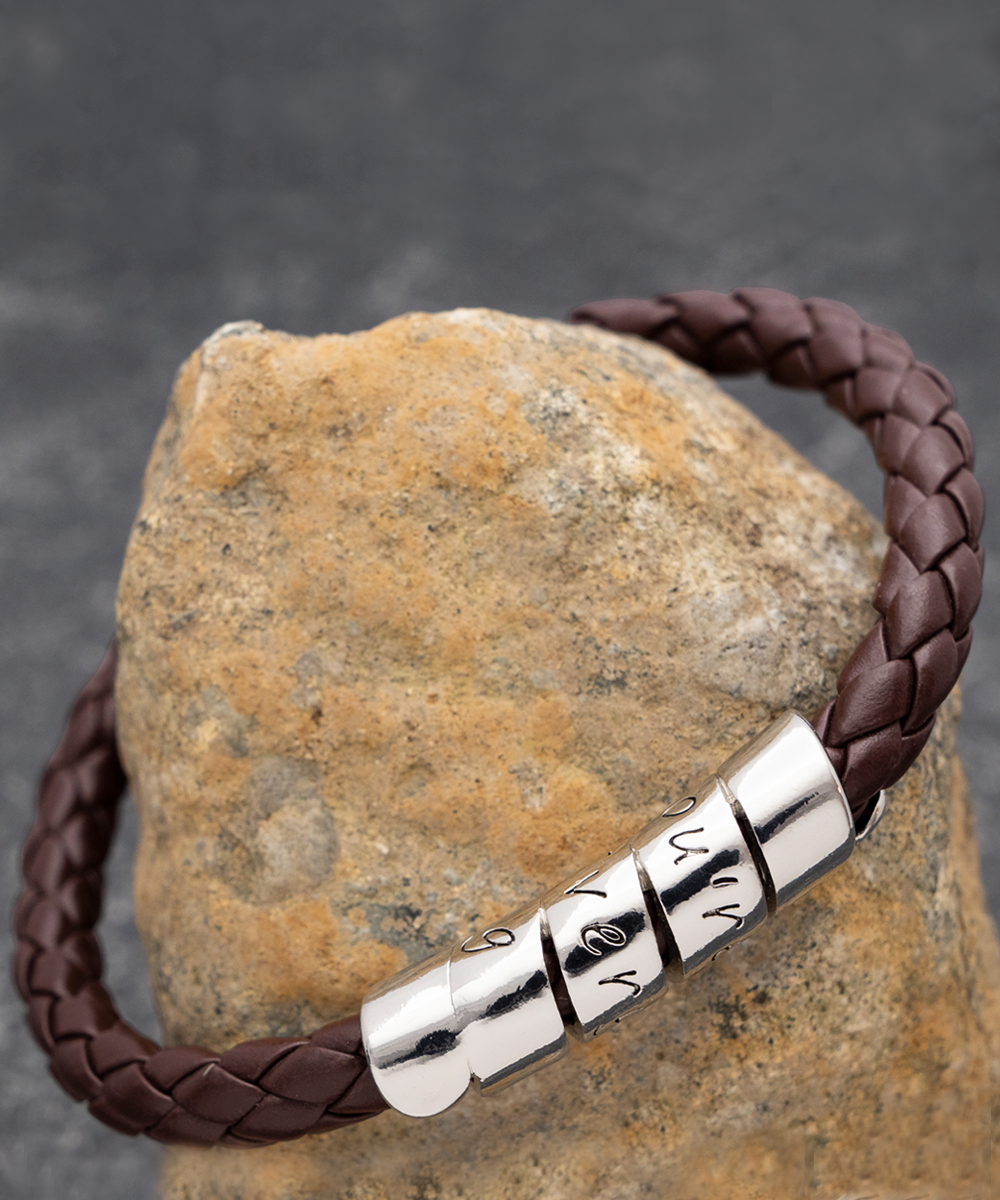 Men’s Bracelet Gift for Husband or Boyfriend, “You’re My Everything” Vegan Leather Wraparound Zinc Metal Engraved Bracelet