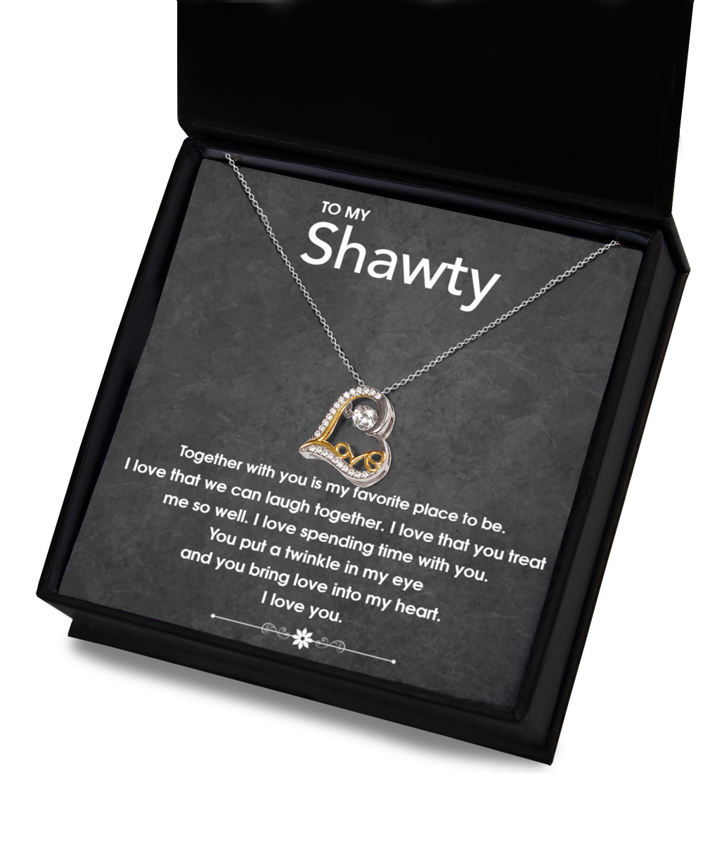 To My Shawty Girfriend Gift, Dancing Love Necklace, 925 Sterling Silver, Pendant Jewelry with Message Card and Gift Box