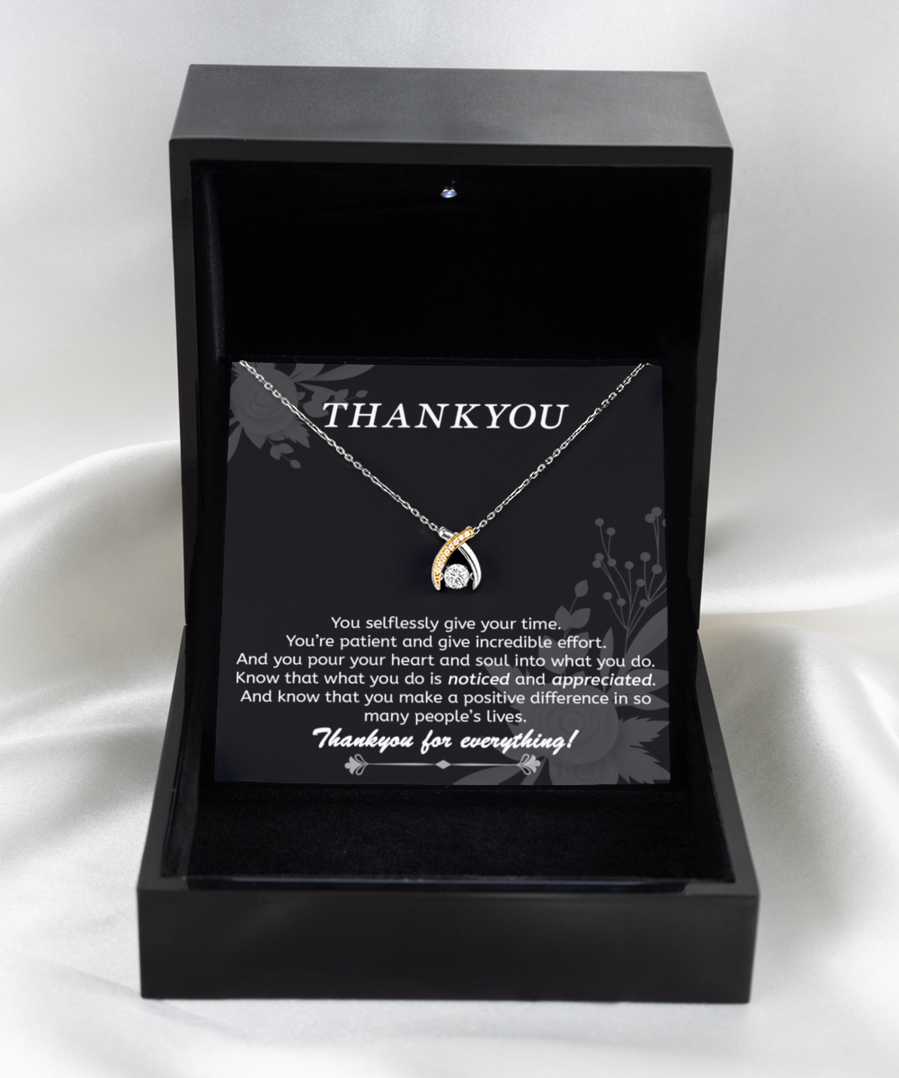 Thankyou Gift For Mentor, Teacher, Nurse, Care-Taker, Thank You Necklace For Her With Message Card and Gold Necklacece