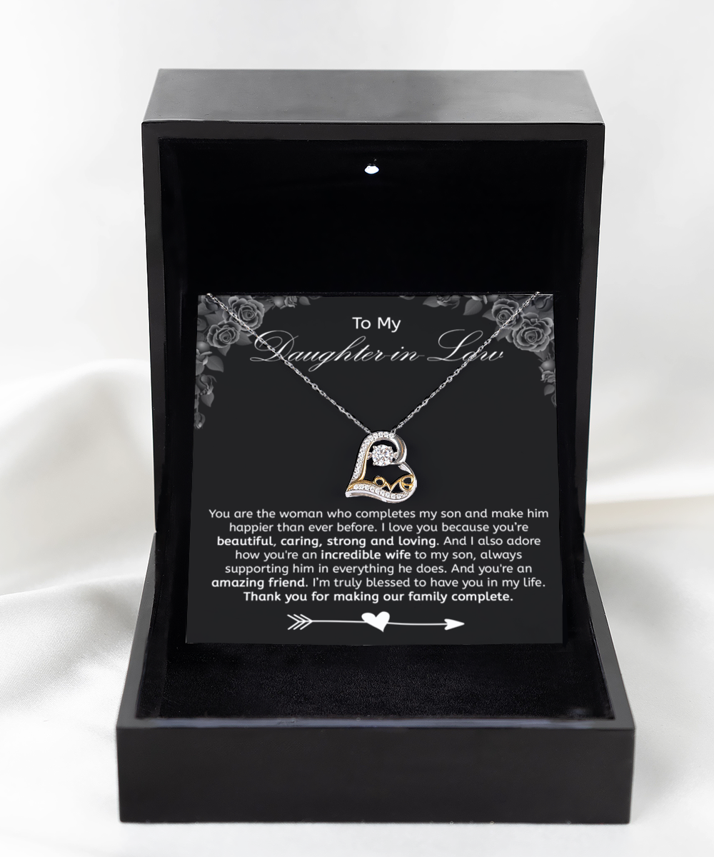 Daughter-In-Law Gift Love Necklace, Thank You For Making Our Family Complete