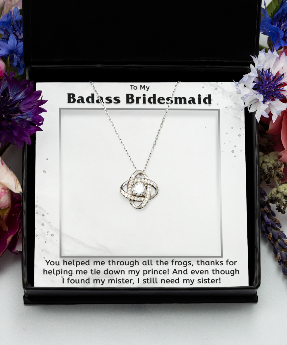 To My Badass Bridesmaid Gift Necklace, 925 Sterling Silver, Pendant Jewelry With Message Card and Gift Box