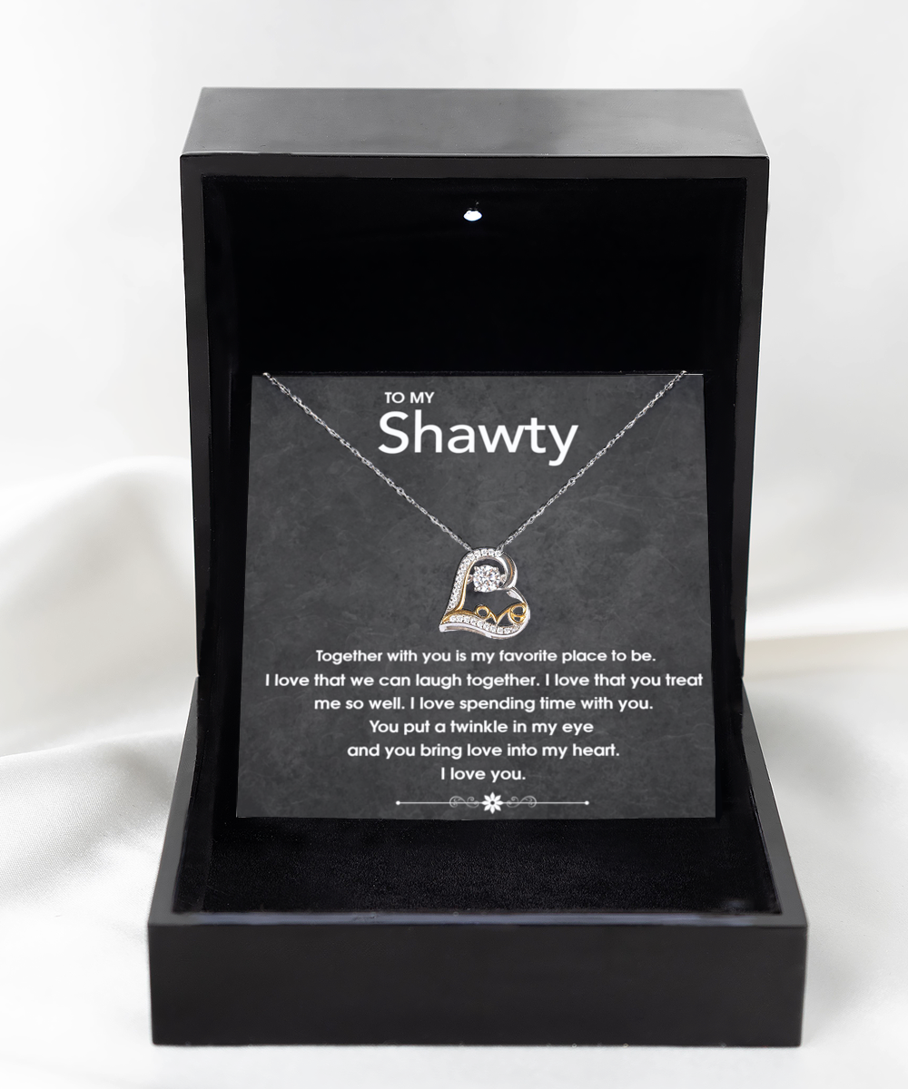 To My Shawty Girfriend Gift, Dancing Love Necklace, 925 Sterling Silver, Pendant Jewelry with Message Card and Gift Box