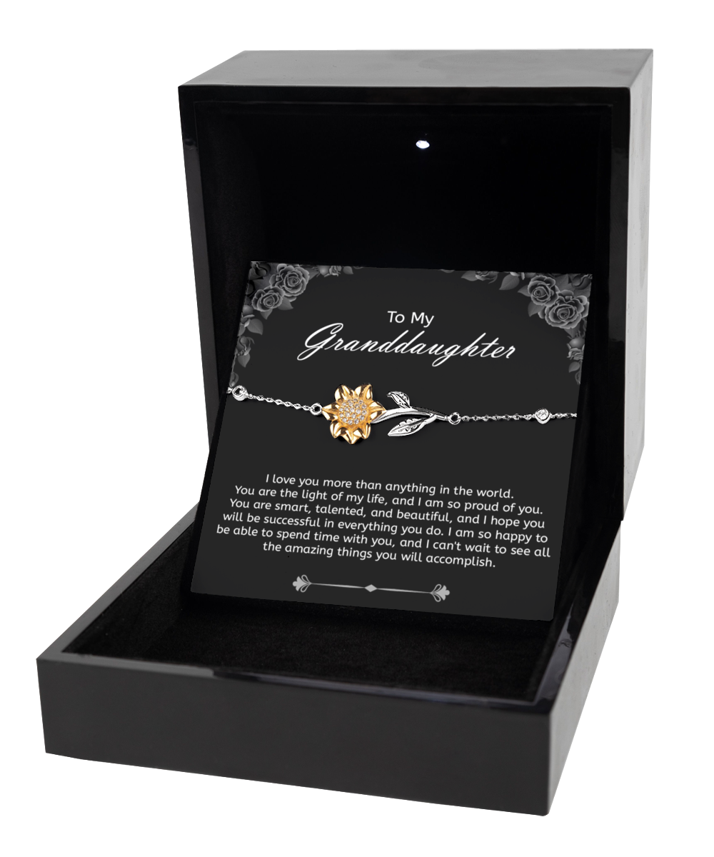 Granddaughter Gift Sunflower Bracelet, .925 Sterling Silver And Gold Necklace, I Can't Wait To See All The Amazing Things You Will Accomplish