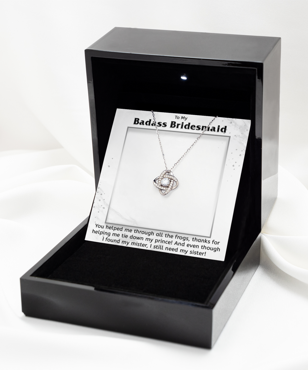 To My Badass Bridesmaid Gift Necklace, 925 Sterling Silver, Pendant Jewelry With Message Card and Gift Box