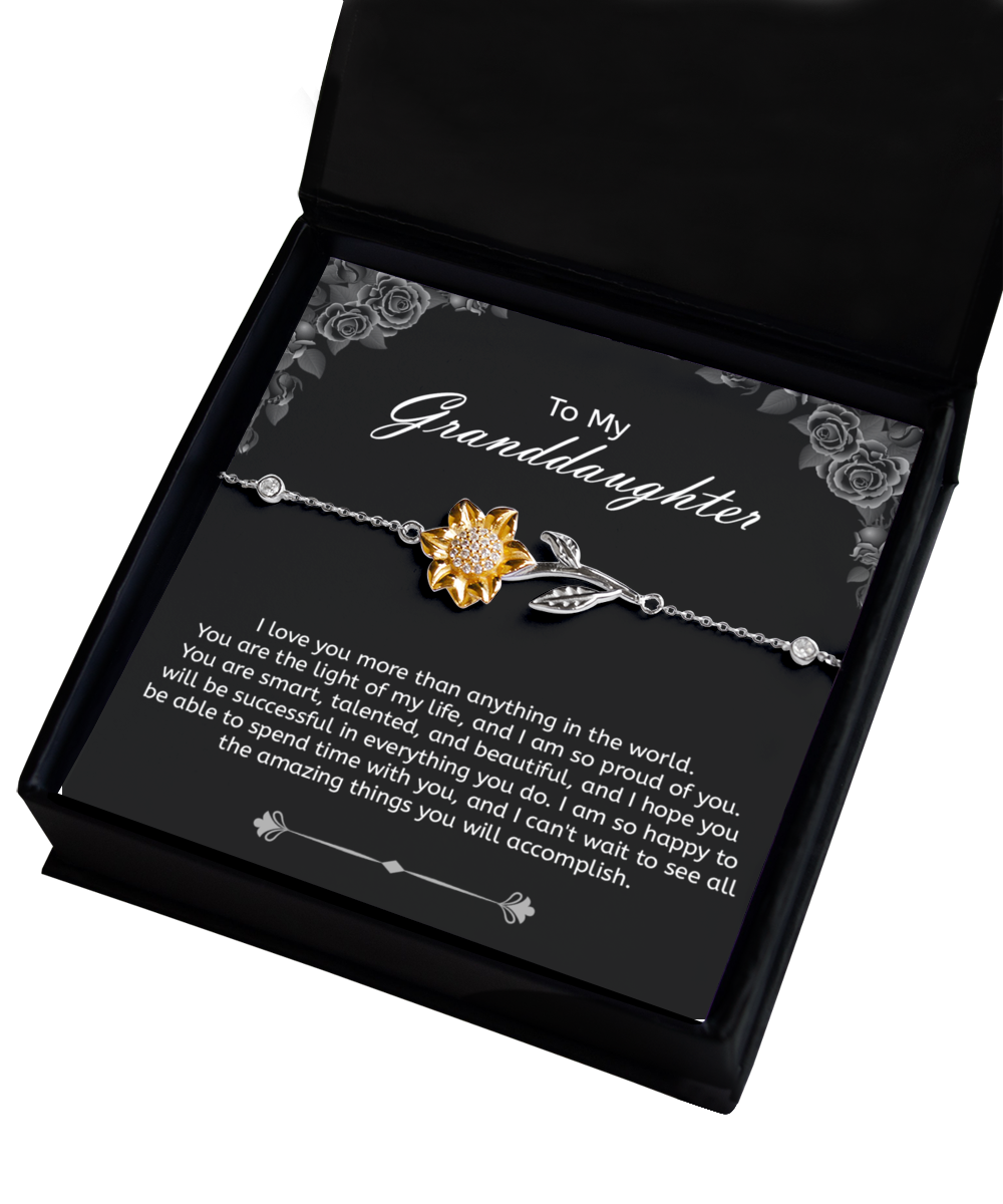 Granddaughter Gift Sunflower Bracelet, .925 Sterling Silver And Gold Necklace, I Can't Wait To See All The Amazing Things You Will Accomplish