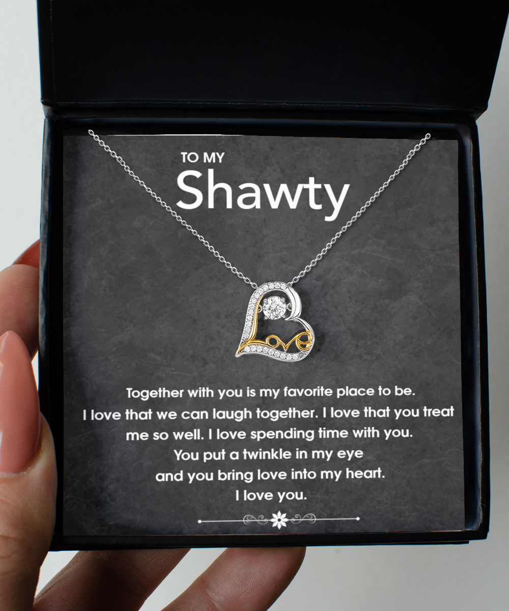 To My Shawty Girfriend Gift, Dancing Love Necklace, 925 Sterling Silver, Pendant Jewelry with Message Card and Gift Box