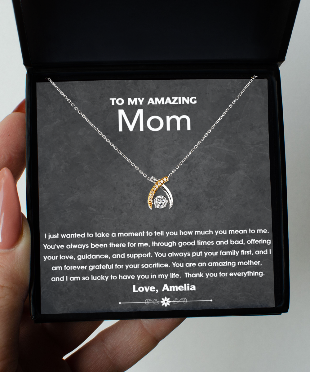 Personalized Gift For Mother From Daughter or Son, Mother's Day, Mother's Birthday Gift, 925 Sterling Silver and Gold, Pendant Jewelry with Message Card and Gift Box