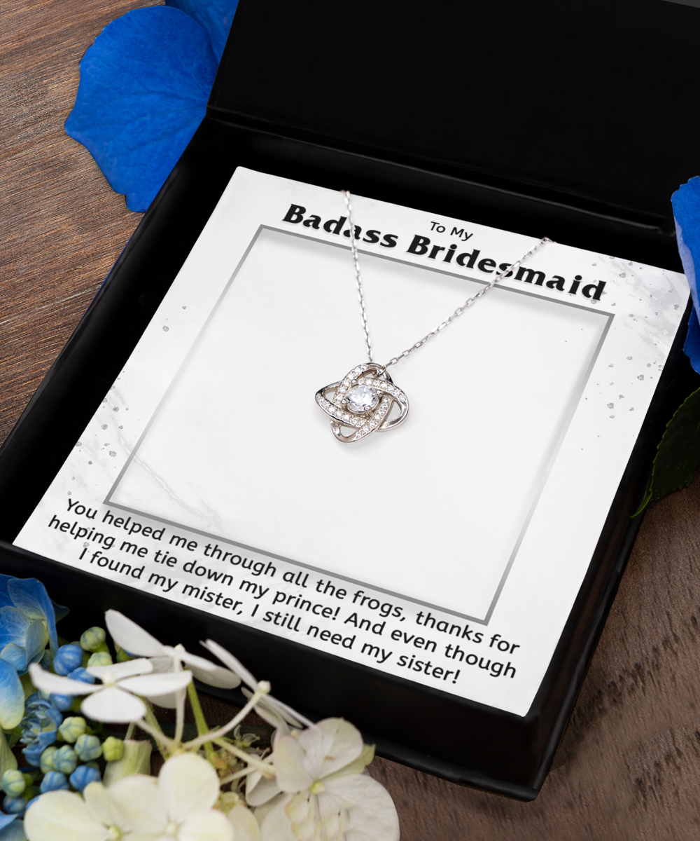 To My Badass Bridesmaid Gift Necklace, 925 Sterling Silver, Pendant Jewelry With Message Card and Gift Box