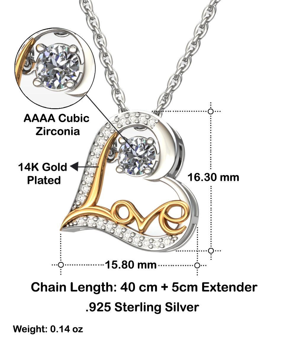 To My Shawty Girfriend Gift, Dancing Love Necklace, 925 Sterling Silver, Pendant Jewelry with Message Card and Gift Box